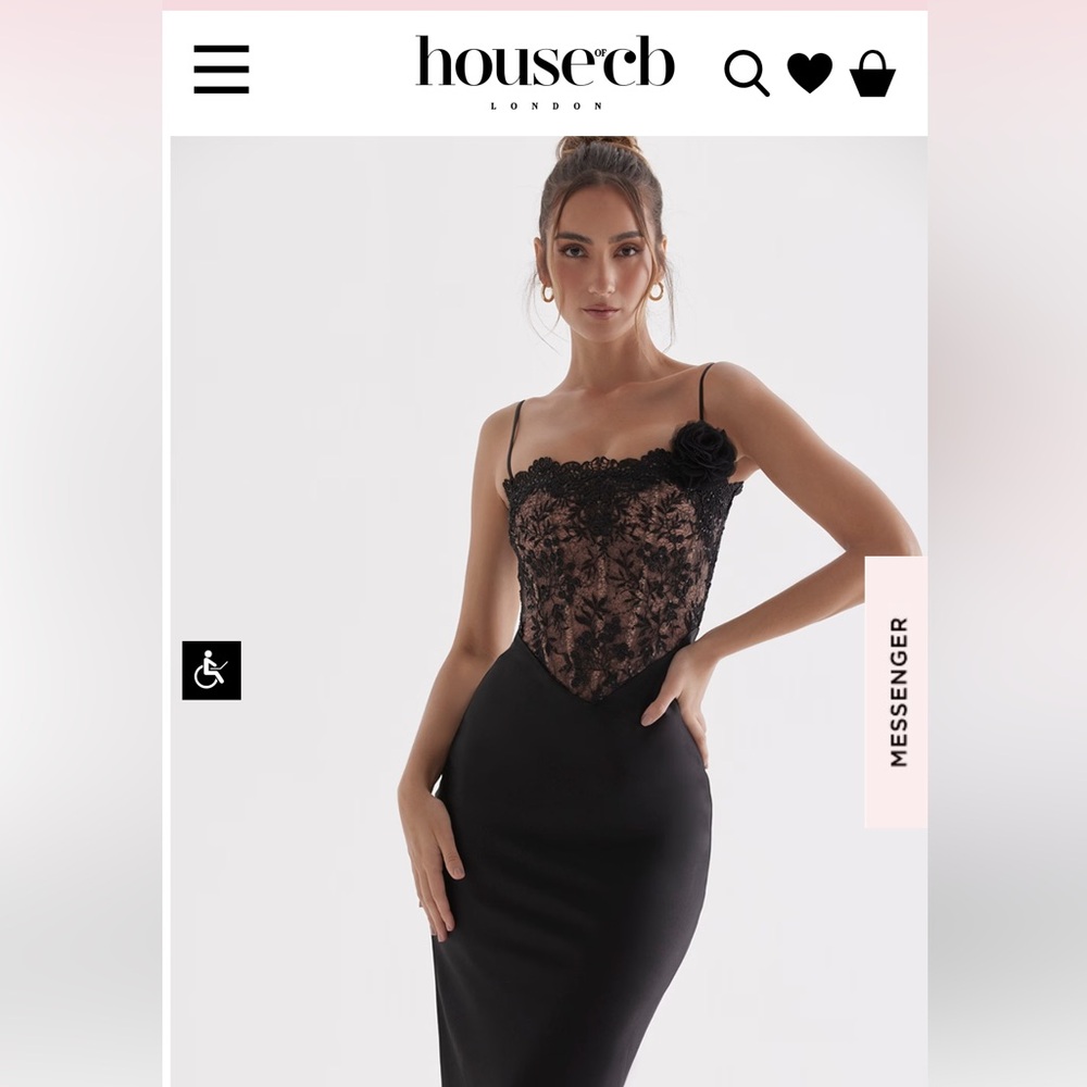 House of Cb Nikita Dress , black satin and lace corset